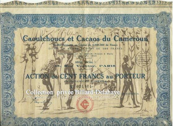 CAOUTCHOUCS et CACAOS du CAMEROUN. N° 024414 le 31.07.1926.