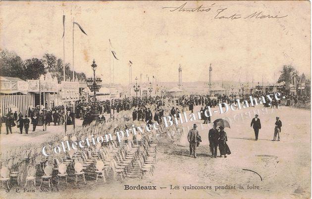 FOIRE de BORDEAUX, les Quinconces. Cpa ayant circulé en 1903.