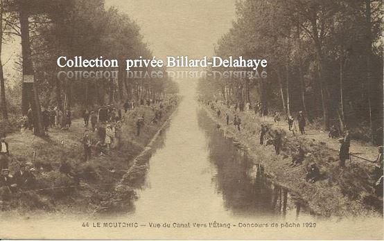 LE MOUTCHIC (LACANAU) - CONCOURS DE PECHE SUR LE CANAL EN 1929.