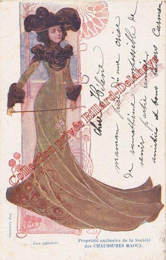 Cora Laparcerie, style Alfons MUCHA. Pub vers 1900 !