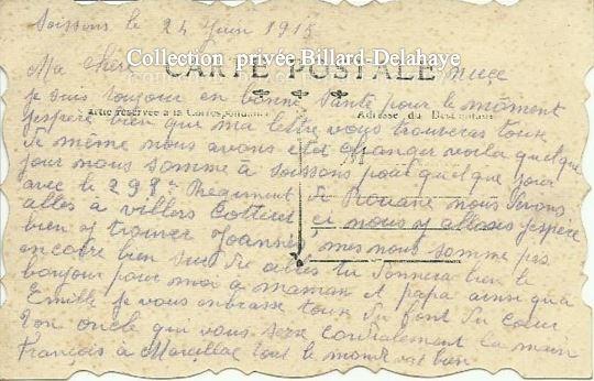 SOISSONS le 24 juin 1915 - LE CORREZIEN Pierre ORLIGUET.
