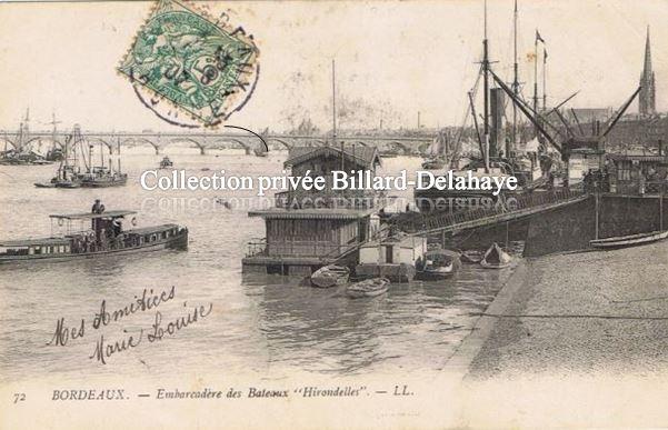 Embarcadère des bateaux,   HIRONDELLES. A Mme Germaine BONNIN en 1907-