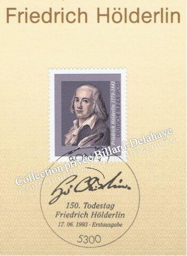 Friedrich Hölderlin, génie allemand (20.03.1770 - 07.06.1843)