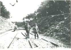Officiers alllemands sur la voie ferrée entre Soulac et Le Verdon. 1941