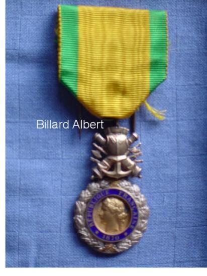 Médaille Militaire Albert Billard.