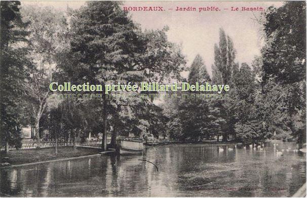 BASSIN du JARDIN PUBLIC.CPA 14.03.1909 par ABADIE à son cousin.