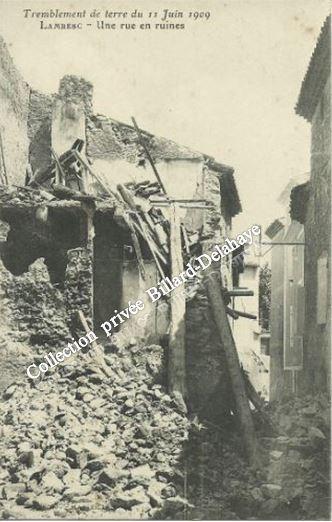 SEISME DE LAMBESC (Bouches-du-Rhône) le 11.09.1909. (46 morts, 250 blessés).