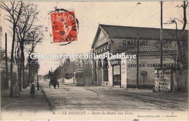 LE BOUSCAT, Route du Médoc aux Ecus.Pub pour la tuilerie MASSART.