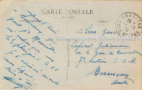 MORUTIERS.Envoi le 12.04.1918 à Léon GASC 7e section C.O.A. Doubs.