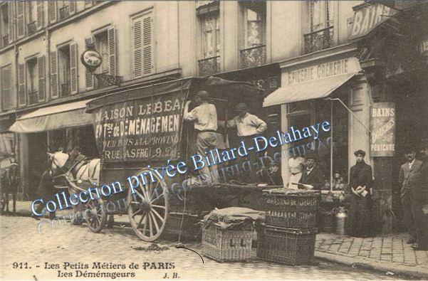 LES DEMENAGEURS. Maison LEBEAU, 9 rue Basfroi. PARIS 11e ardt.