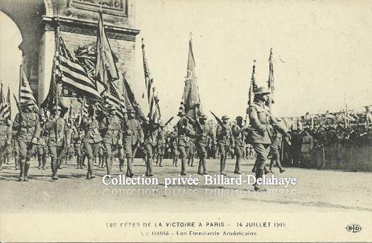 14-18 - ETENDARDS AMERICAINS - Fêtes de la Victoire à Paris 14 juillet 1919.