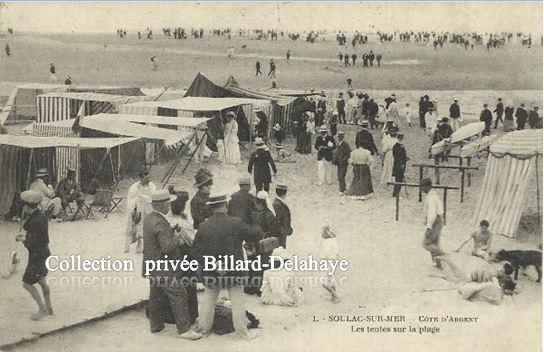 LES TENTES SUR LA PLAGE  A SOULAC- sur- MER en 1900.