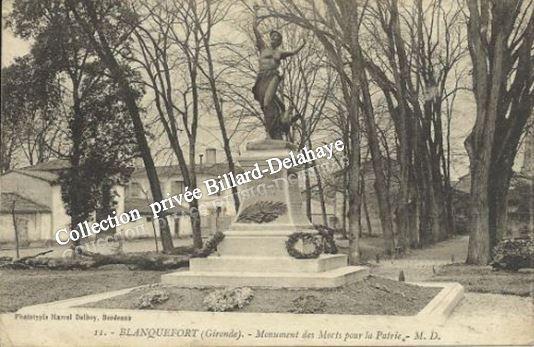 MONUMENT AUX MORTS DE BLANQUEFORT INAUGURE LE 21.05.1922.