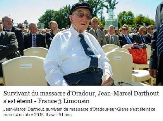 JEAN-MARCEL  DARTHOUT-Oradour-sur-Glane- (87). Une mémoire vive s'est tue.