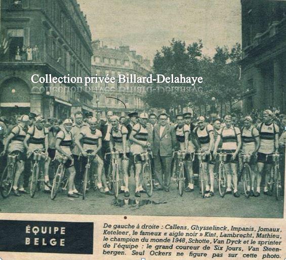 TOUR 1949 : l'EQUIPE BELGE. Dir. Tech. Paul Vandevelde.