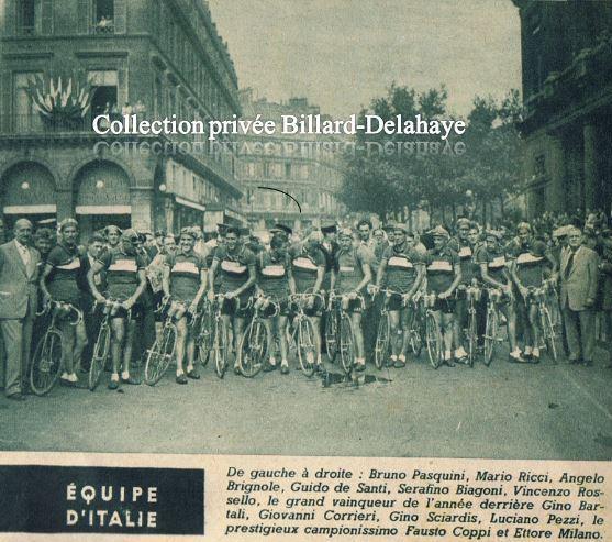 TOUR 1949 : l'EQUIPE D'ITALIE avec le campionissimo FAUSTO COPPI.