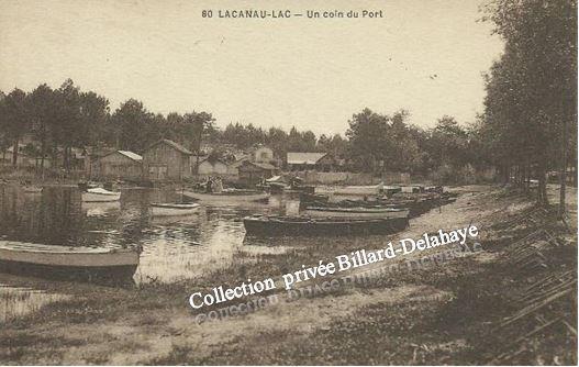 LACANAU - LAC. UN COIN DU PORT VERS 1940.