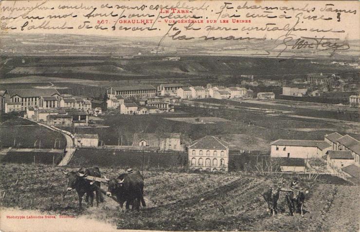 867 - GRAULHET vue générale sur les usines. CPA ayant voyagé en 1916.