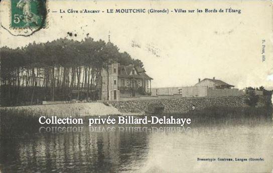 LE MOUTCHIC - Gironde. VILLAS SUR LES BORDS DE L'ETANG VERS 1909.